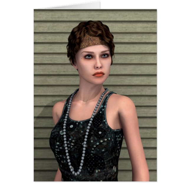 Vintage Girl Hälsningskort (Framsidan)