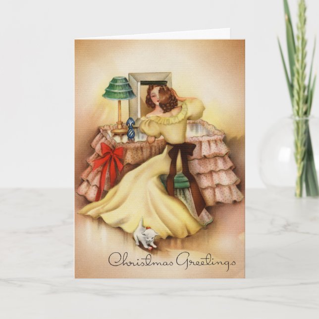 Vintage Girl Helgkort (Framsida)