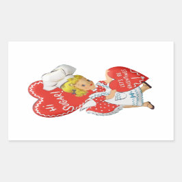 Vintage Girl Hi Sugar Låt oss Valentines Rectan Rektangulärt Klistermärke