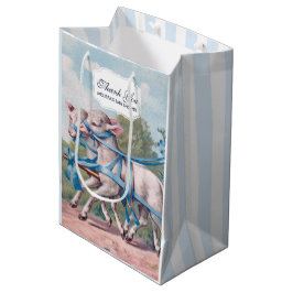 Vintage Girl in Carriage with Lambs Baby Shower