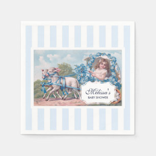 Vintage Girl in Carriage with Lambs Baby Shower Pappersservett