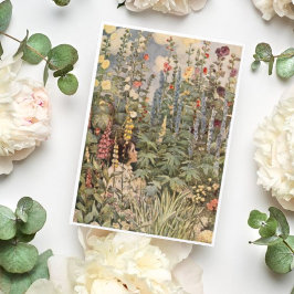 Vintage Girl in Garden Mors dag Card Helgkort