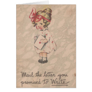 Vintage Girl Mail Brev du lovade Hälsningskort