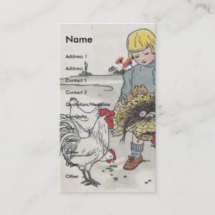 Vintage Girl med Chickens Visitkort