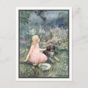 Vintage Girl med Hund av Anne Andersson Vykort