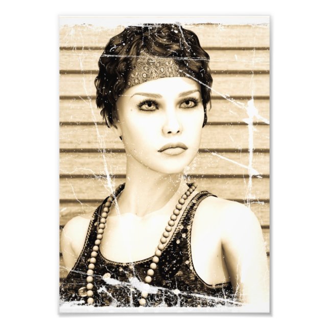 Vintage Girl, Old Photo Effect Fototryck (Framsidan)