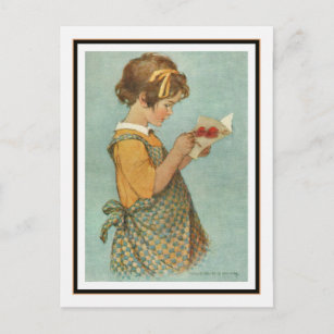 Vintage Girl Reading Card av Jessie Willcox Smith Vykort