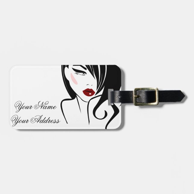 Vintage Girl Red läppar Bagagebricka (Horisontell Framsida)