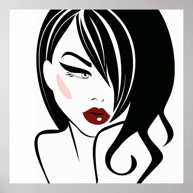 Vintage Girl Red läppar Poster (Framsidan)