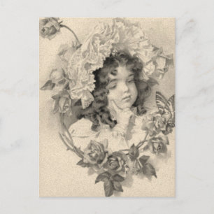 Vintage Girl Vykort