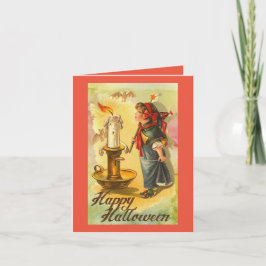 Vintage Girl with Candle Halloween Greeting Card Kort