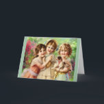 Vintage Girls Best Friends Birthday Kort<br><div class="desc">En söt och charmerande vintage porträtt Victorian-eran målning av tre bästa vänner flickor och en valp,  av Emile Vernon,  c. 1900</div>