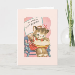 Vintage Girl's Birthday Card Kort