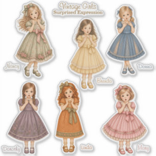 Vintage Girls: Förvånade uttryck samling Klistermärken