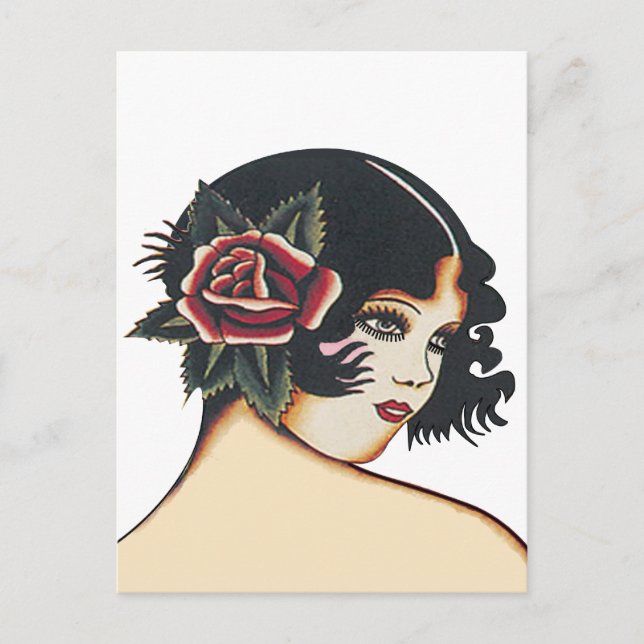 Vintage Girly Girl Vykort (Framsida)