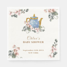 Vintage Girly Wildblomme Tea Baby Shower Pappersservett