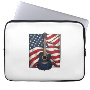Vintage Gitarr Patriotisk Flagga Vektor Tröja Desi Laptop Fodral