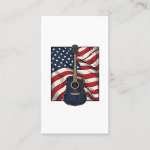 Vintage Gitarr Patriotisk Flagga Vektor Tröja Desi Visitkort