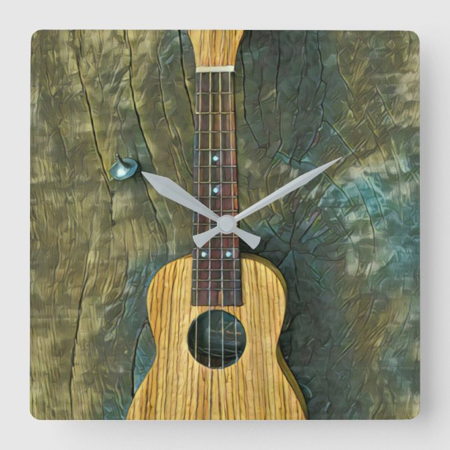 Vintage gitarr teckning fyrkantig klocka (Framsida)