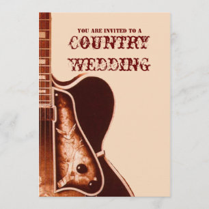 Vintage gitarr västländsk country bröllopsinbjudan inbjudningar