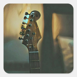 Vintage, gitarrer fyrkantigt klistermärke
