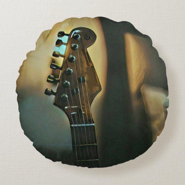 Vintage, gitarrer rund kudde (Framsidan)