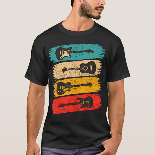 Vintage Gitarrspelare Akustisk Elektrisk T Shirt (Framsida)