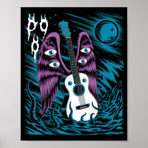 Vintage Gitarrvingar Rockmusik Fantasykonst Fu Poster