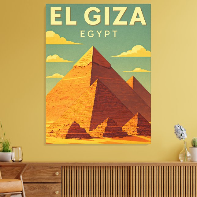 Vintage Giza-pyramiderna Canvastryck – Retro konst (Insitu (Vardagsrum))