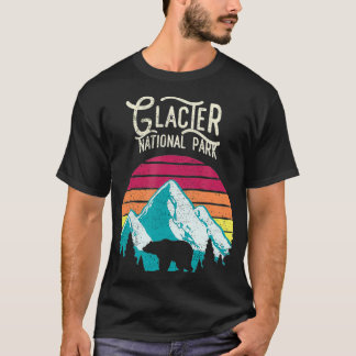 Vintage Glacier National Park Mountain Bear Retro T Shirt