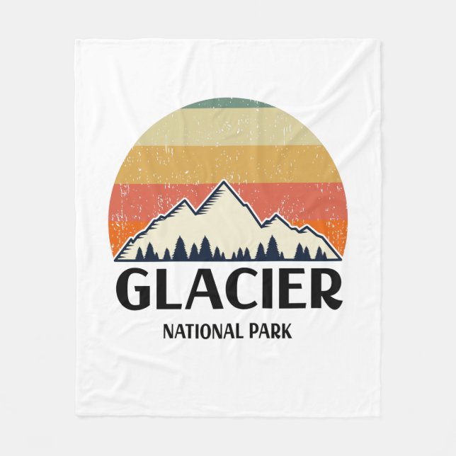 Vintage Glacier nationalpark Fleecefilt (Framsidan)