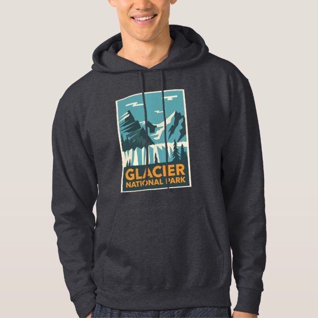 Vintage Glacier nationalpark Hoodie (Framsida)