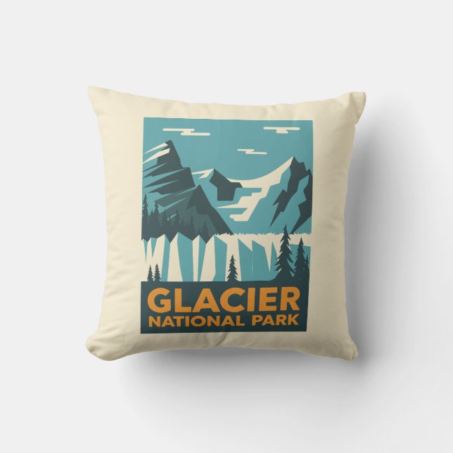 Vintage Glacier nationalpark Kudde (Framsida)