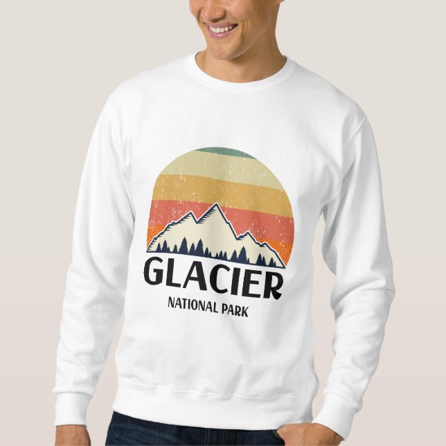 Vintage Glacier nationalpark Lång Ärmad Tröja (Framsida)