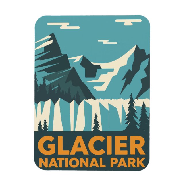 Vintage Glacier nationalpark Magnet (Vertikal)