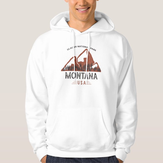 Vintage Glacier nationalpark Montana Hoodie (Framsida)