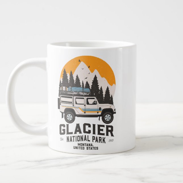 Vintage Glacier nationalpark Road Resa Montana  Jumbo Mugg (Vänster)