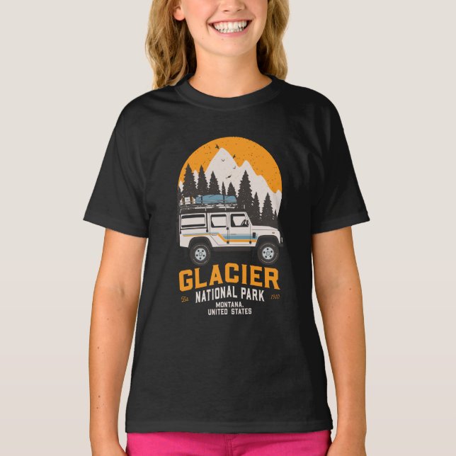 Vintage Glacier nationalpark Road Resa Montana T Shirt (Framsida)