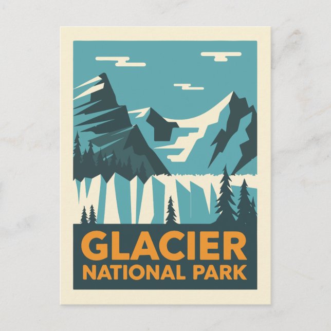 Vintage Glacier nationalpark Vykort (Framsida)