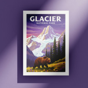 Vintage Glacier nationalpark Vykort