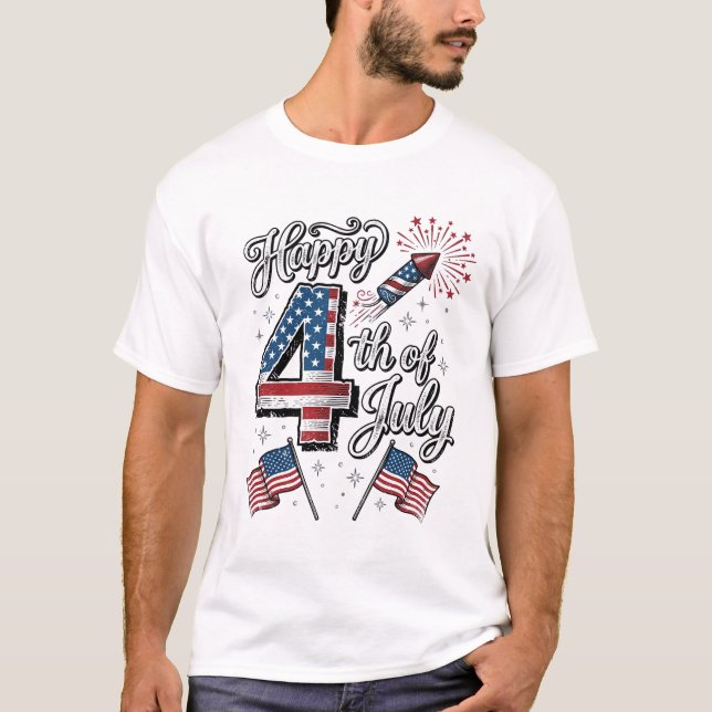 Vintage Glad 4:e Juli Patriotisk Eldshow Tröja (Framsida)
