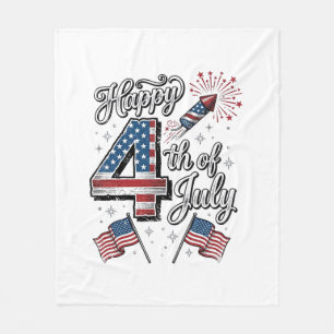 Vintage Glad 4:e Juli Patriotisk Eldshow Tröja Fleecefilt