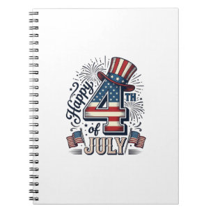 Vintage Glad 4:e Juli Patriotisk Hatt Vektor Des Anteckningsbok