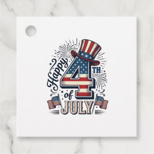 Vintage Glad 4:e Juli Patriotisk Hatt Vektor Des Gåvor Etiketter