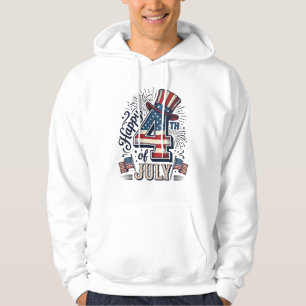 Vintage Glad 4:e Juli Patriotisk Hatt Vektor Des Hoodie