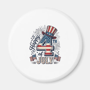 Vintage Glad 4:e Juli Patriotisk Hatt Vektor Des Magnet
