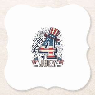 Vintage Glad 4:e Juli Patriotisk Hatt Vektor Des Underlägg Papper