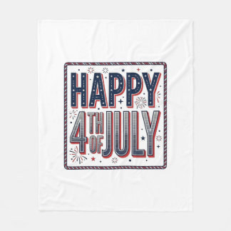 Vintage Glad 4:e juli Patriotisk T-shirt-design_1 Fleecefilt