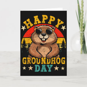 Vintage Glad Groundhog Day Djurälskare Män Kvinnor Kort