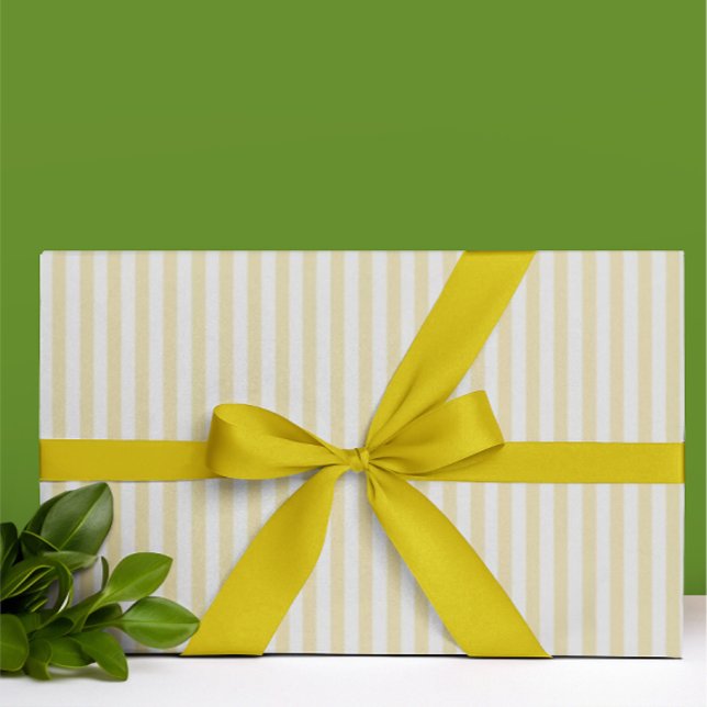 Vintage Glad Gul Vit Rand Alla Tillfällen  Presentpapper (White and yellow stripes are cheerful and happy!)
